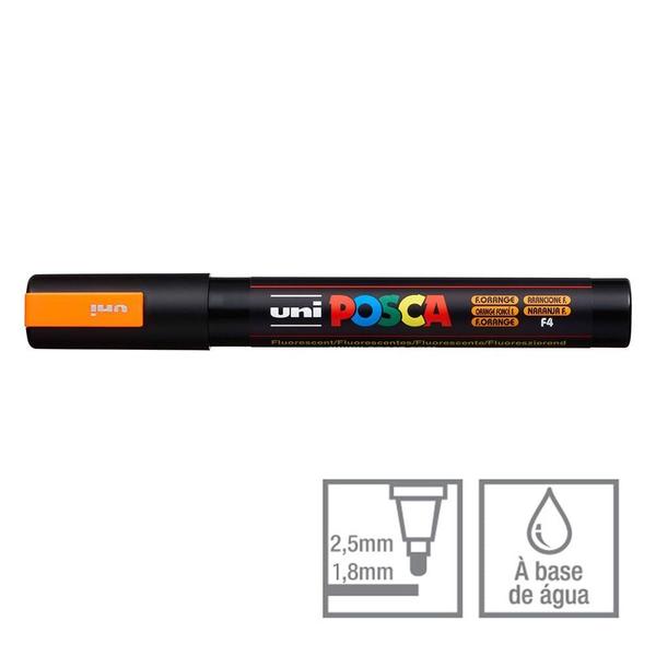 Imagem de Caneta Posca Marcador Uni-Ball PC-5M Laranja Fluorescente F4