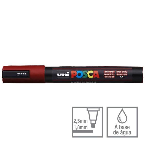 Imagem de Caneta Posca Marcador Uni-Ball PC-5M Vermelho Rubi 56