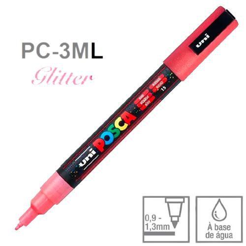 Imagem de Caneta Posca PC-3ML Vermelho c/ Glitter Marcador ponta fina