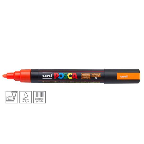 Imagem de Caneta Posca PC-5M 2.5mm Laranja Fluorescente - Uni