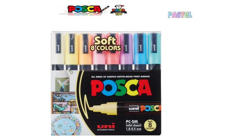 Imagem de Caneta Posca Pc-5M - Estojo C/ 08 Cores Pastel - Uniball