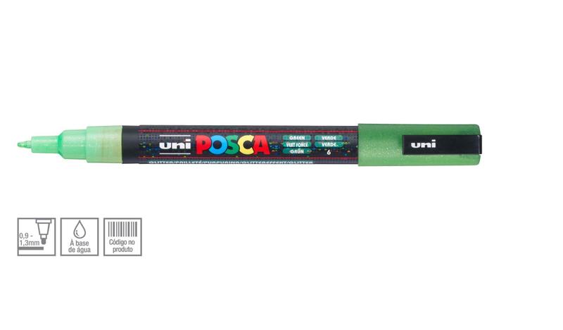 Imagem de Caneta Posca Uni Ball PC-3M Ponta Cónica Extra Fina em Poliéster 1,5 mm - Cor: Green