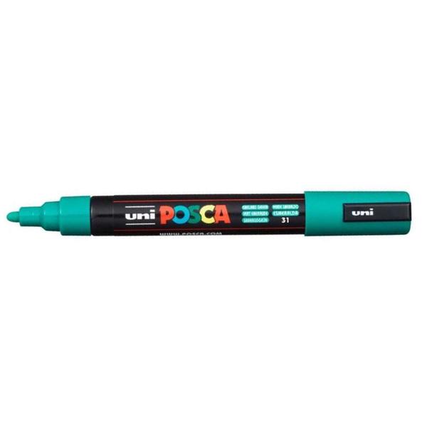 Imagem de Caneta Posca Uni Ball PC-5M Ponta Cônica Extra Média em Poliéster 2,5 mm Verde Esmeralda