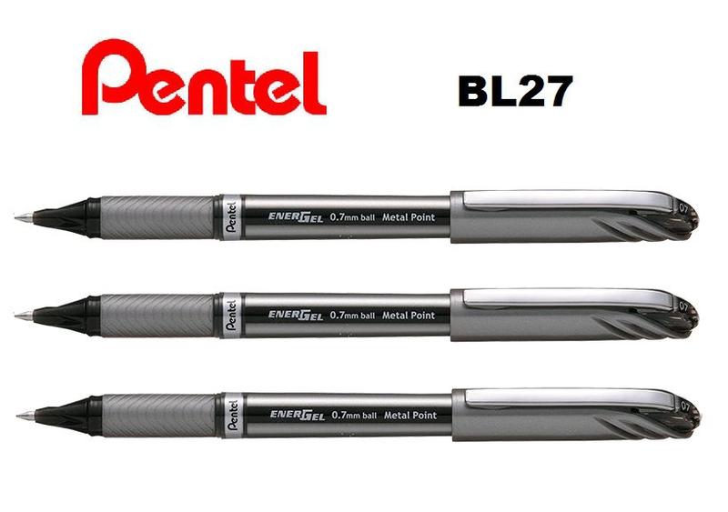 Imagem de Caneta Rollerball Pentel Energel 0,7mm BL27 - Kit C/3 Preta