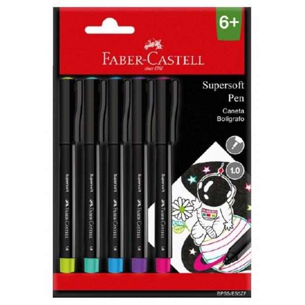 Imagem de Caneta Supersoft Pen 1.0mm 5 Cores Faber-Castell