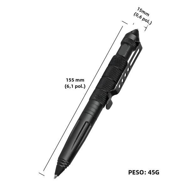 Imagem de Caneta Tática Multifuncional - Antiderrapante com Quebra-Vidros de Emergência