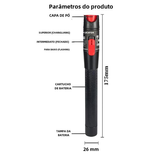 Imagem de Caneta Testadora de Fibra Óptica 50km - Laser Vermelho FTTH - Localizador de Falhas