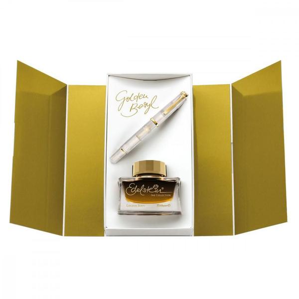 Imagem de Caneta Tinteiro Pelikan Golden Beryl E Tinta Edelstein 50Ml