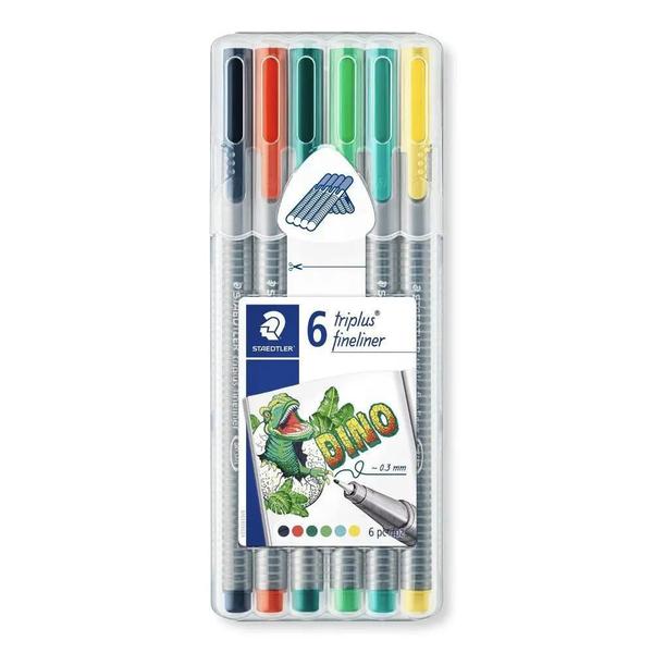 Imagem de Caneta Triplus Fineliner Staedtler 0.3Mm Dino Com 6 Cores