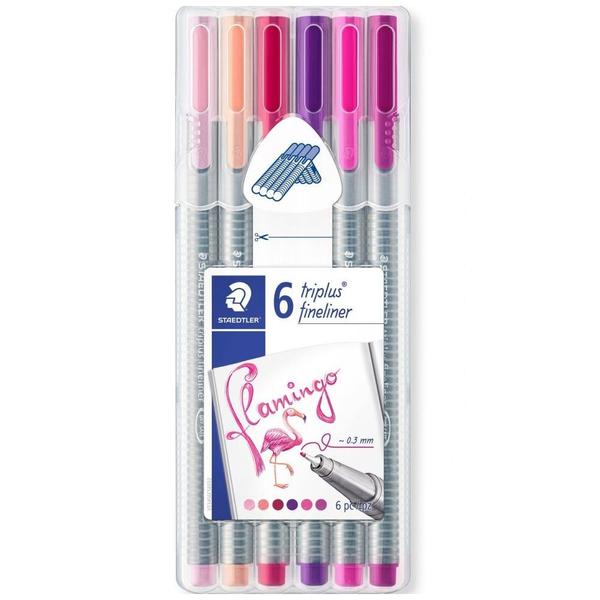 Imagem de Caneta Triplus Fineliner Staedtler 0.3mm Flamingo 6 Cores