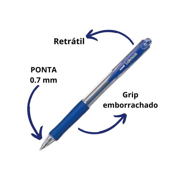 Imagem de Caneta uni-ball laknock sn-100 0,7mm c/03 cores