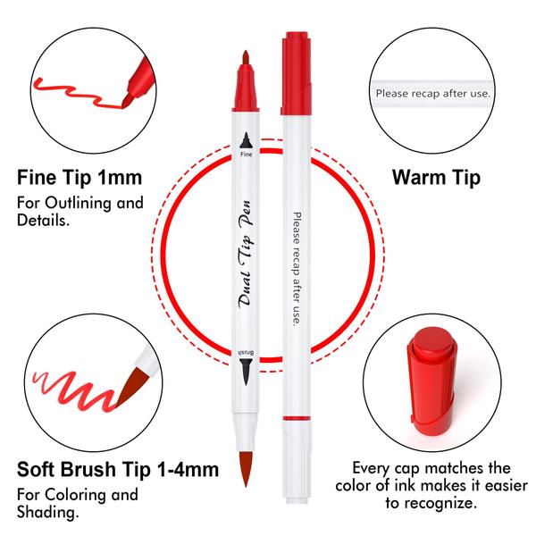 Imagem de Canetas de pincel Art Markers Shuttle Art 105 cores com estojo e livro