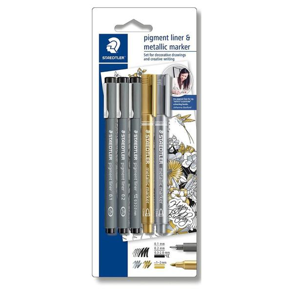 Imagem de Canetas e Marcadores Staedtler Fineliner e Metallic 5 Peças