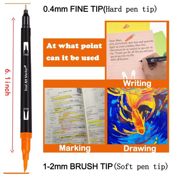 Imagem de Canetas marcadoras AQTQA de 120 cores com ponta de pincel duplo para arte e artesanato