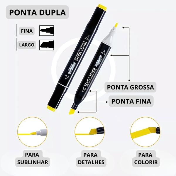 Imagem de Canetas Ponta Dupla 24 Cores  Cores Intensamente Vibrantes para Suas Criações