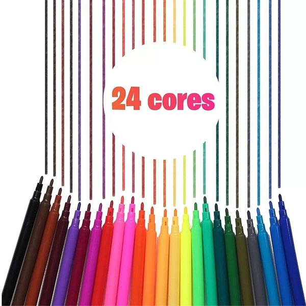 Imagem de Canetinha Escolar Hidrográfica 24 cores Leo&Leo Hidrocolor