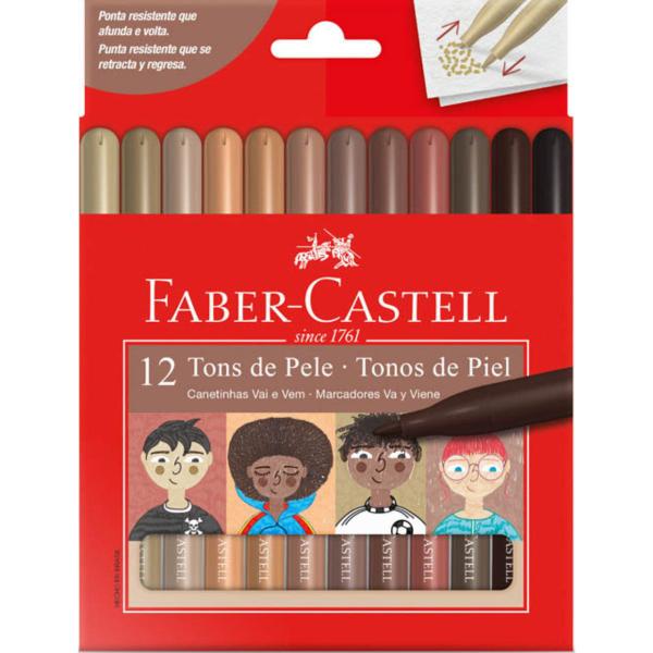 Imagem de Canetinha Faber Castell Vai Vem 12 Cores Tons de Pele