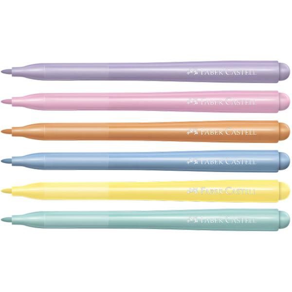 Imagem de Canetinha Hidrocor FABER CASTELL Vai E Vem 6 Cores Pastel