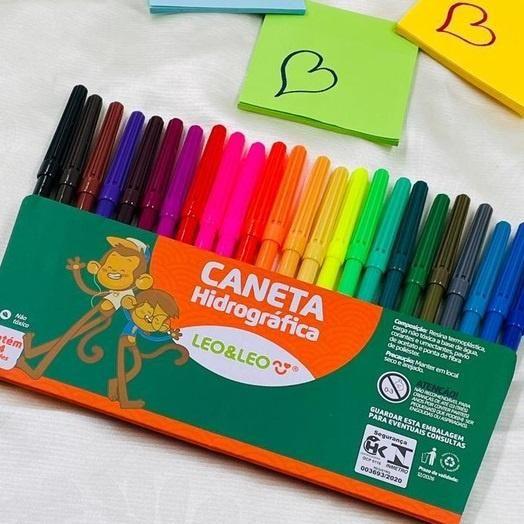 Imagem de Canetinha Hidrográfica 24 cores Leo e Leo kit 12 pcs Atacado