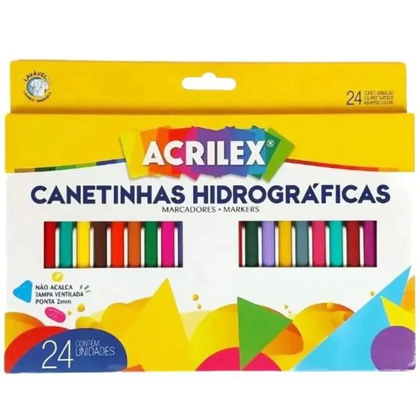 Imagem de Canetinha Hidrográfica Acrilex 24 Cores Grande