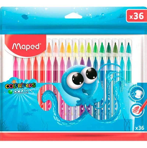 Imagem de Canetinha Hidrografica Color Peps Ocean Polvo 36cores Oferta - Maped