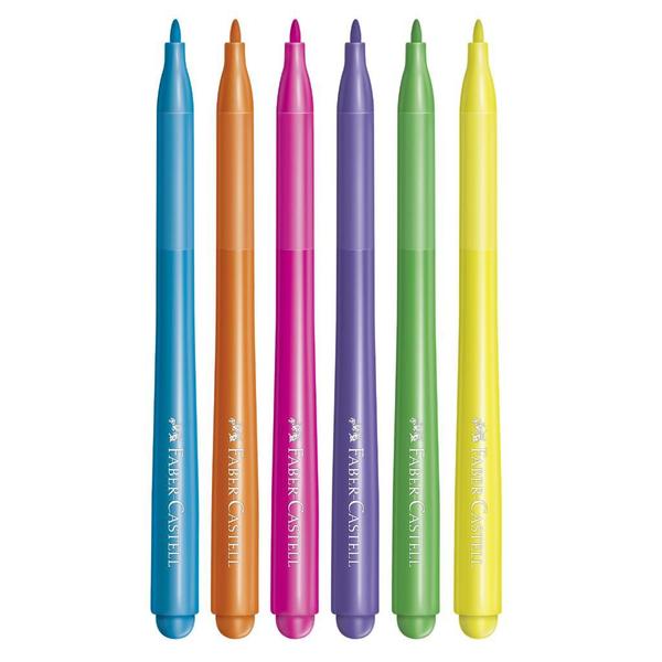 Imagem de Canetinha Hidrografica FABER CASTELL Vai E Vem 6 Cores Neon