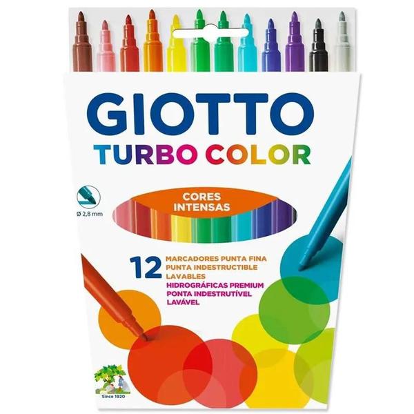 Imagem de Canetinha Hidrográfica GIOTTO Turbo Color c/ 12 Cores 