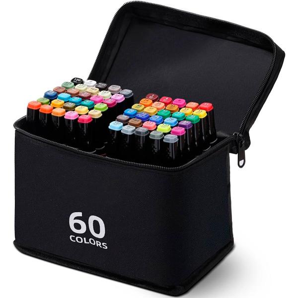 Imagem de Canetinha Kit 60 Unidades Cores Para Desenho Escolar e Profissional