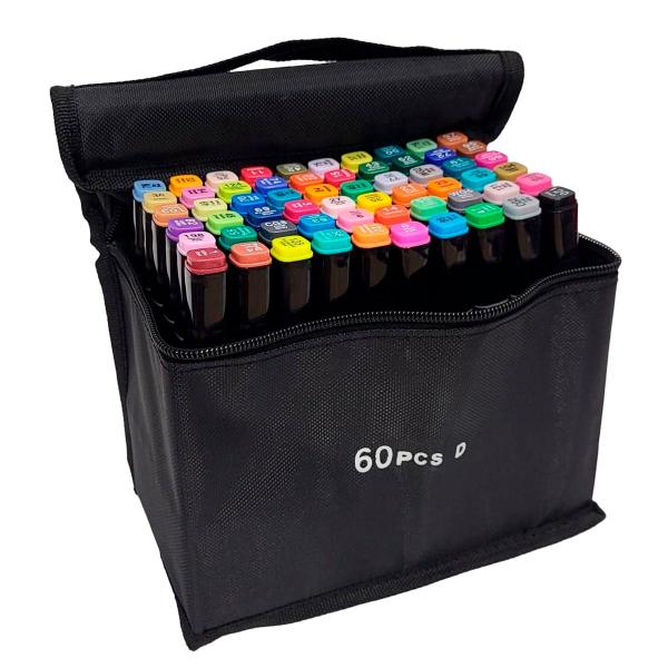 Imagem de Canetinha Kit 60 Unidades Cores Para Desenho Escolar e Profissional