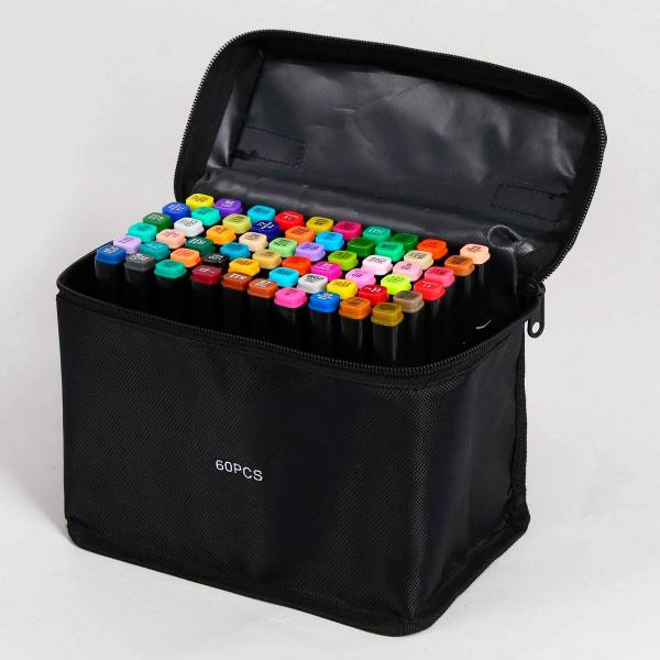 Imagem de Canetinha Kit 60 Unidades Cores Para Desenho Escolar e Profissional