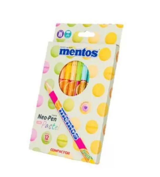 Imagem de Canetinha Mentos Neo-Pen Gigante com 12 cores Tons Pastel Compactor