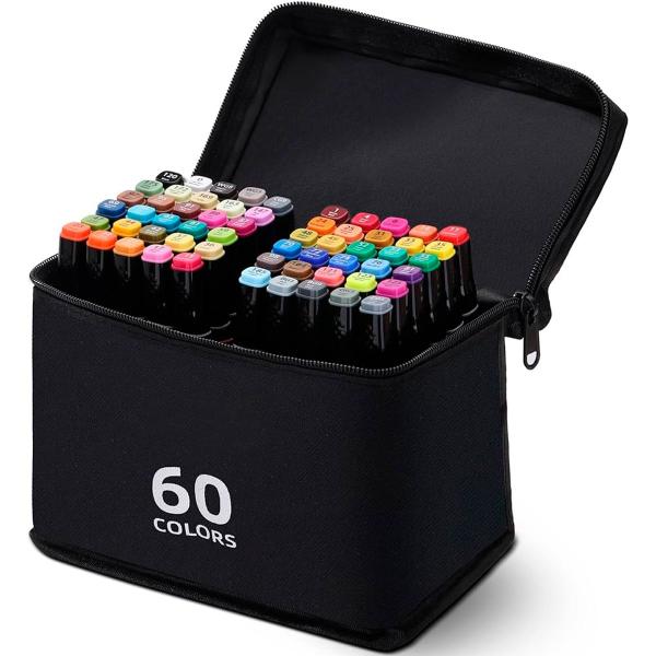 Imagem de Canetinhas Coloridas Kit 60 Unidades Linha Profissional Estojo