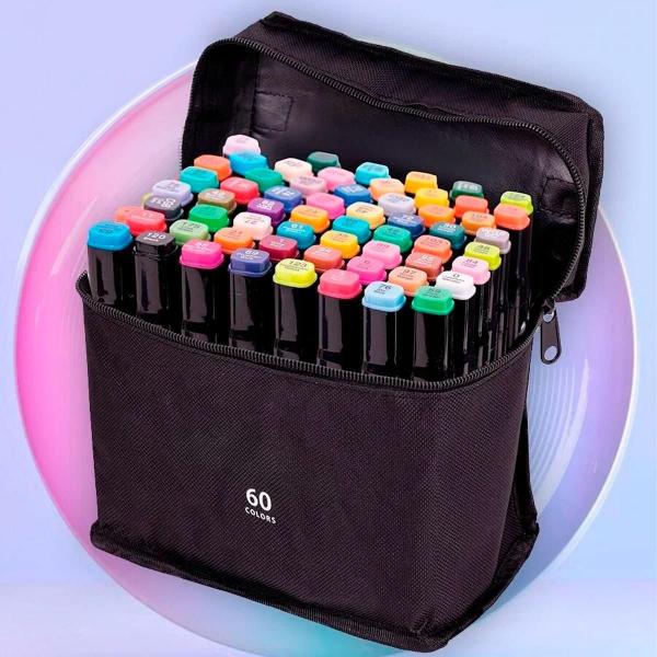 Imagem de Canetinhas Coloridas Kit 60 Unidades Linha Profissional