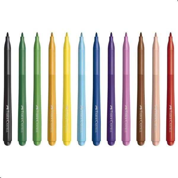 Imagem de Canetinhas Hidrográfica Faber-Castell Ponta Vai Vem 12 Cores