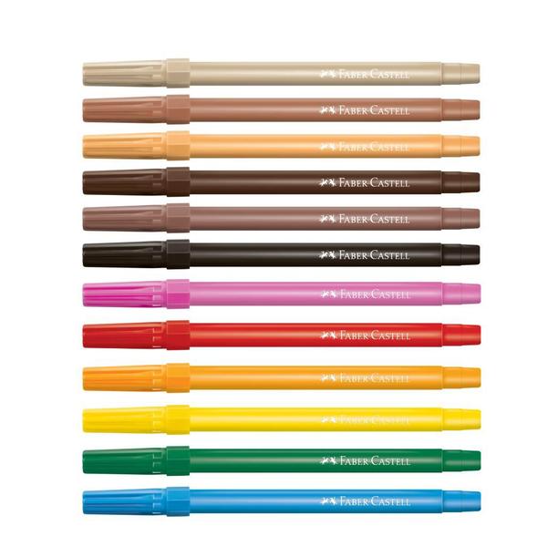 Imagem de Canetinhas Hidrográficas Caras &amp Cores 6 + 6 Tons de Pele - Faber Castell