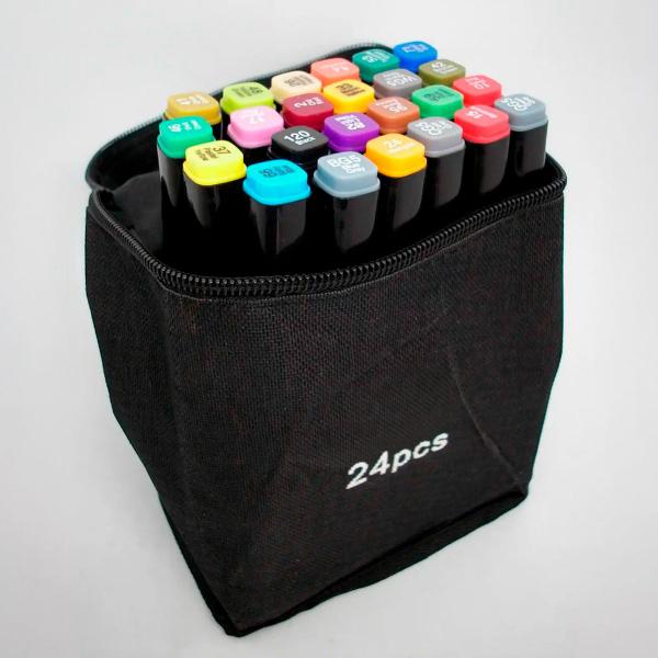 Canetinhas Kit 24 Unidades Profissional Estojo Pintura Arco-Íris - CORREIA Imagem de Canetinhas Kit 24 Unidades Profissional Estojo Pintura Arco-Íris