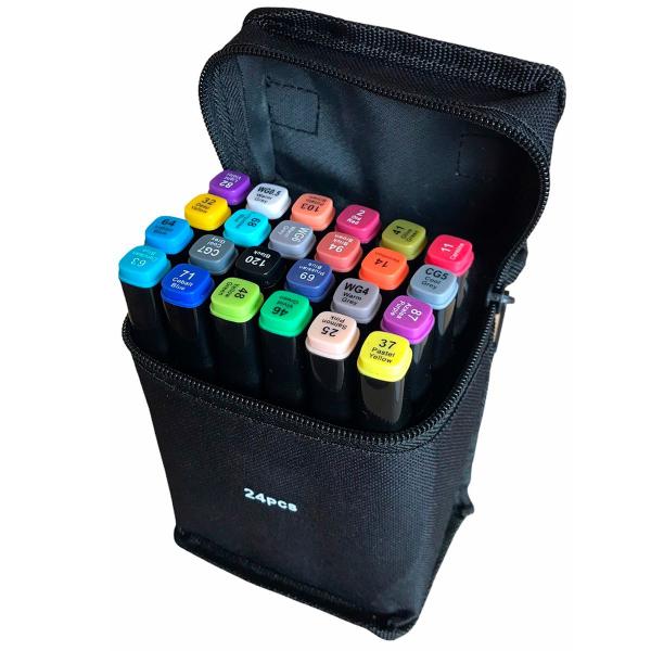 Canetinhas Kit 24 Unidades Profissional Estojo Pintura Arco-Íris - CORREIA Imagem de Canetinhas Kit 24 Unidades Profissional Estojo Pintura Arco-Íris
