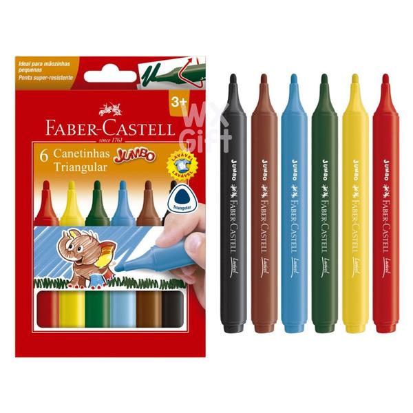 Imagem de Canetinhas Rotuladores Jumbo Triangular 6 Core - Faber Castell / WX Gift