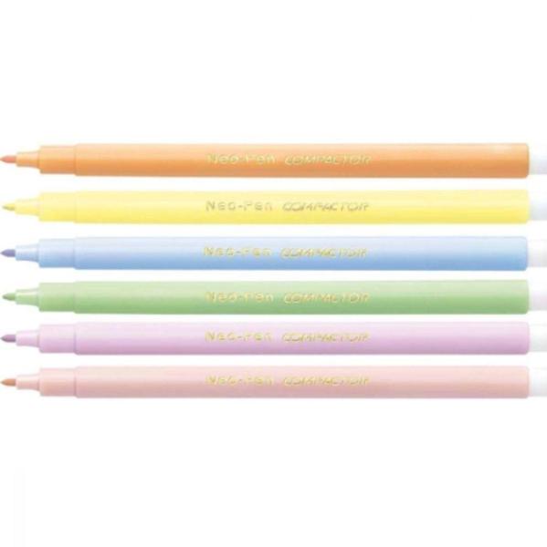 Imagem de Canetinhas Tons Pastel Neo Pen Gigante 6 Cores Lavavel - Compactor