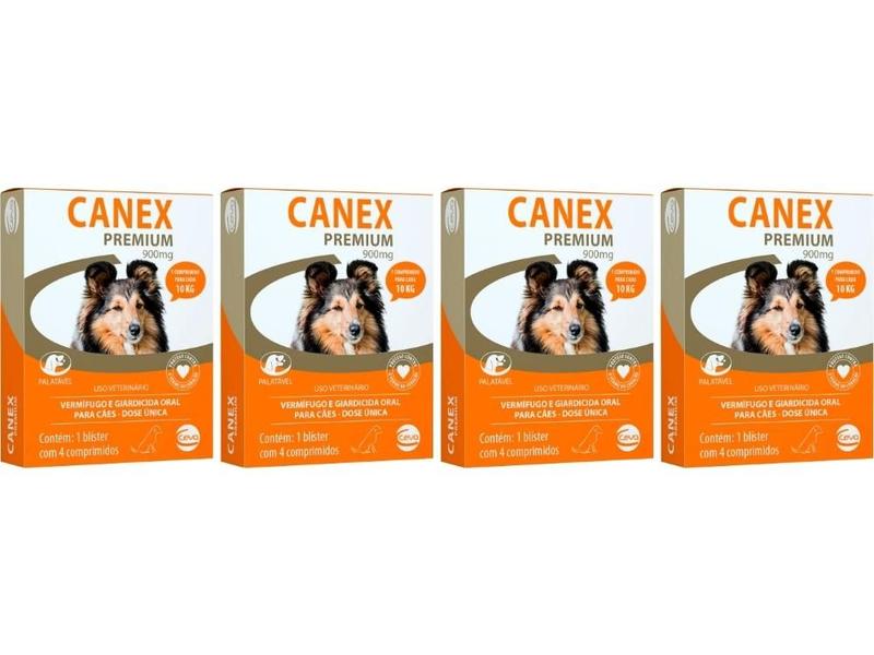 Imagem de Canex Premium 900mg Vermifugo Cães Até 10kg 4 Comprimidos - 4 Unidades