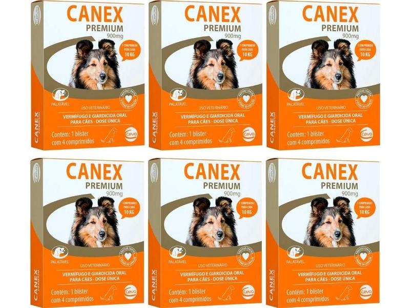 Imagem de Canex Premium 900mg Vermifugo Cães Até 10kg 4 Comprimidos - 6 Unidades