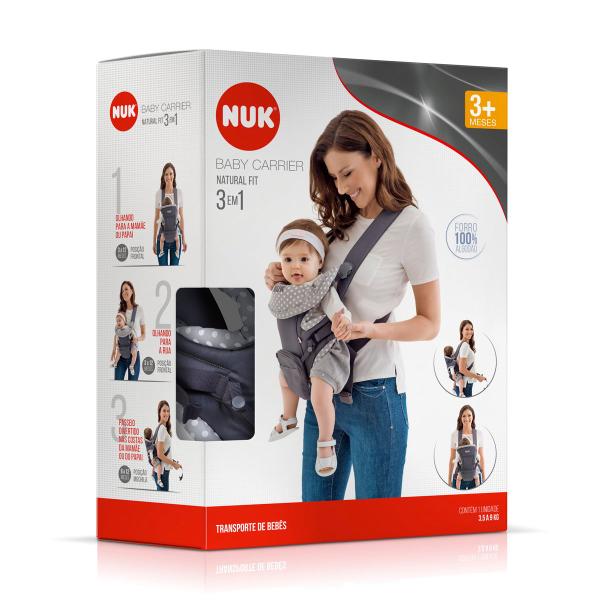 Imagem de Canguru Baby Carrier Natural Fit 3 Em 1 Cinza - Nuk