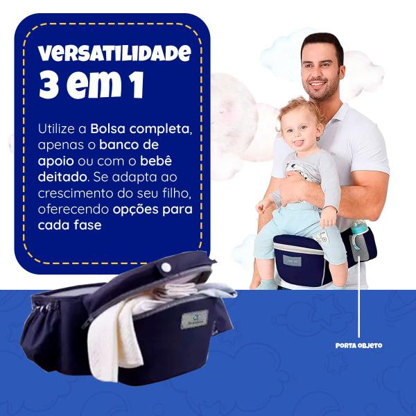 Imagem de Canguru Bolsa Carrega Bebe Ergonomico Conforto Passeio 12posições 3em1 até20kg