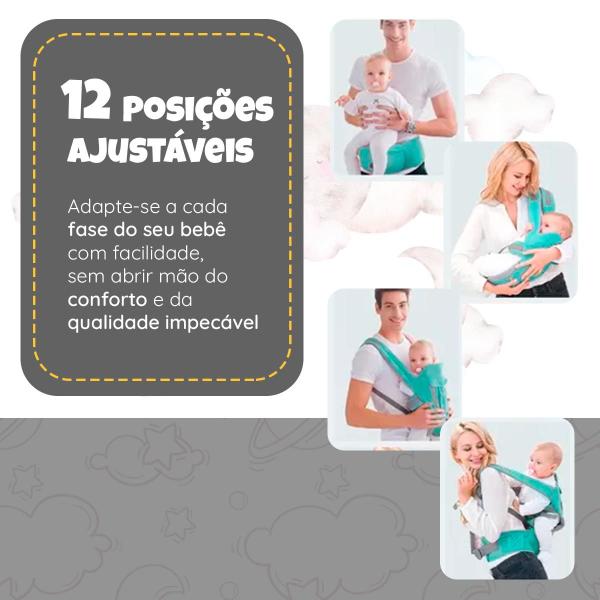 Imagem de Canguru Bolsa Carrega Bebe Ergonomico Conforto Passeio 12posições 3em1 até20kg