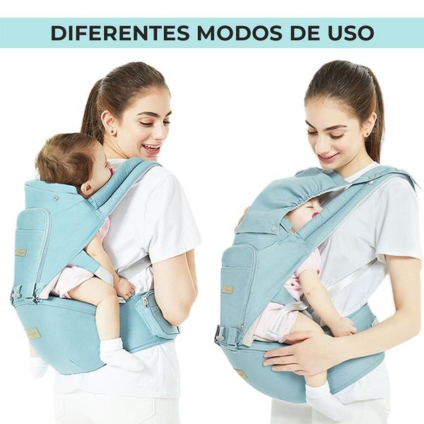 Imagem de Canguru Carrega Bebê Ergonômico Até 20Kg 12 Posições 3 Em 1 Bebê Passeio Azul Bolsa Canguru Passeio