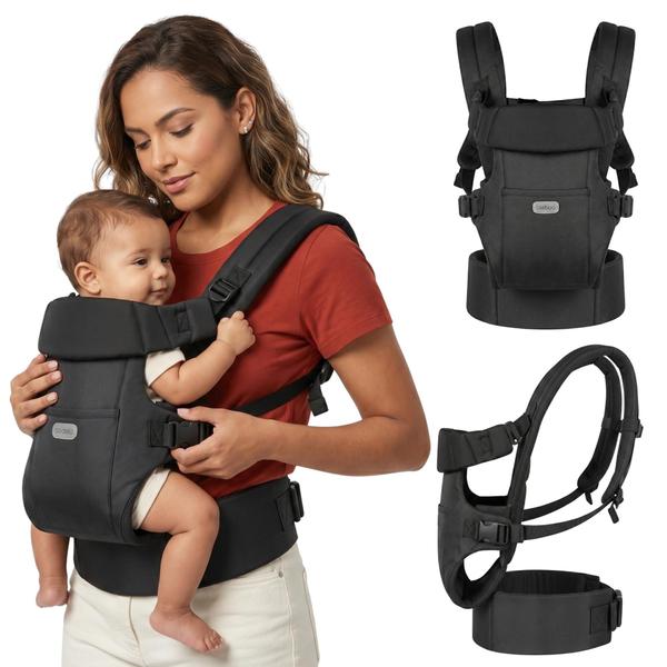 Canguru Para Bebê 3 em 1 Acolchoado Ajustável Até 25kg Rosa Aiebao