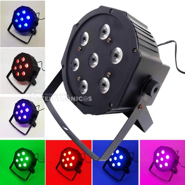 Imagem de Canhão Jogo De Luz 7 Leds Rgb Strobo Potencia 80w Ótimo Para Festa DS3854