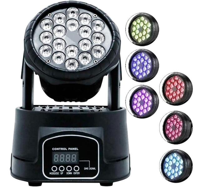 Imagem de Canhão Jogo De Luz Moving Head 18 Leds Profissional Lk-294