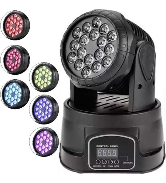 Imagem de Canhão Jogo De Luz Moving Head 18 Leds Profissional Lk-294