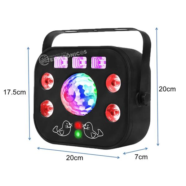 Imagem de Canhão Led 5in1 Strobo Luz Ultravioleta Lasers De Projeção Fácil DE Configurar WS5803